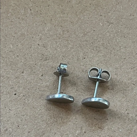 Silver Teardrop Stud Earrings - Picture 2 of 4